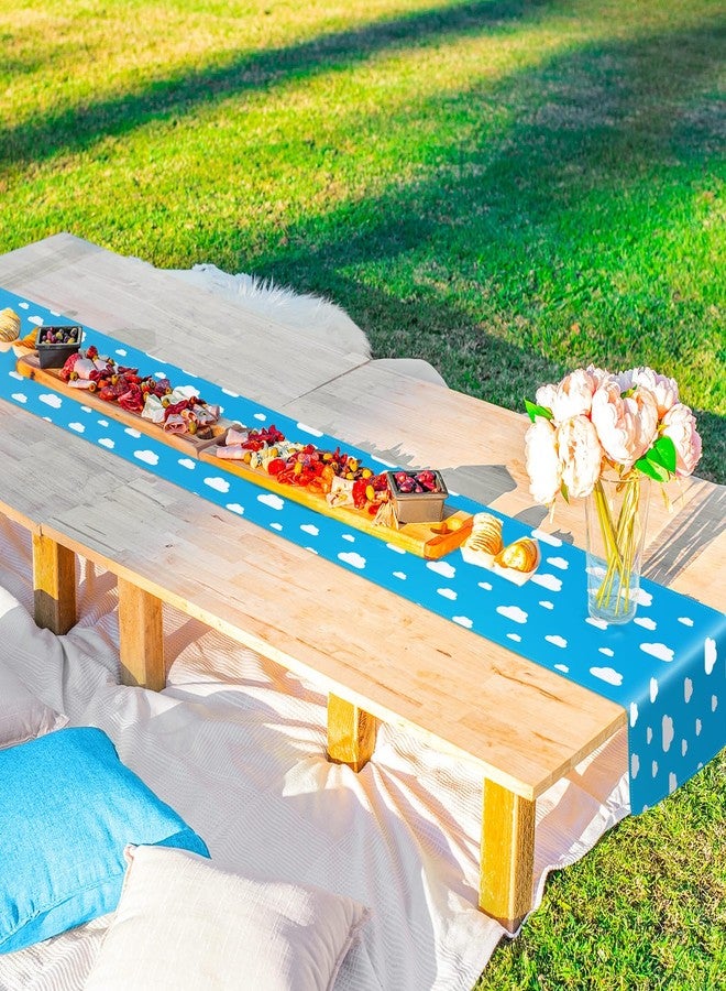 Oudain Cartoon Table Runner 13 x 72 Inch Blue Sky White Cloud Tablecloth Party Supplies Table Decor for Baby Shower Boy Girl Birthday Party Decorations(1 Pcs) - Image 2