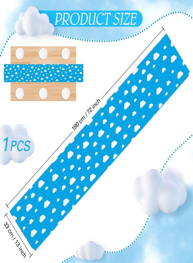 Oudain Cartoon Table Runner 13 x 72 Inch Blue Sky White Cloud Tablecloth Party Supplies Table Decor for Baby Shower Boy Girl Birthday Party Decorations(1 Pcs) - Image 3