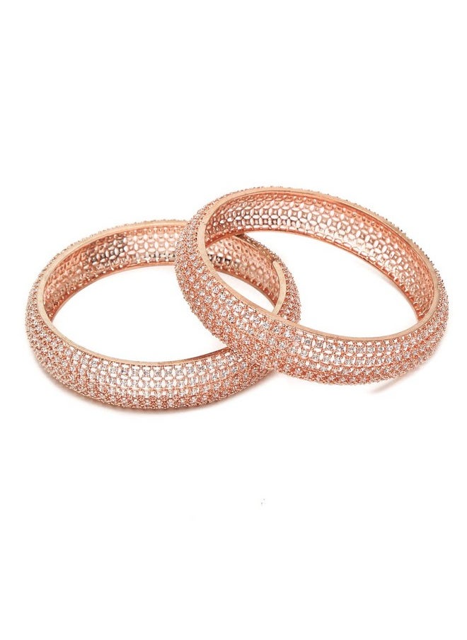 YouBella YouBella Jewellery Stylish Rose Gold Plated American Diamond Studded Bangles for Girls and Women (YBBN_91887) (Rose Gold) (2.8)  - Image 1