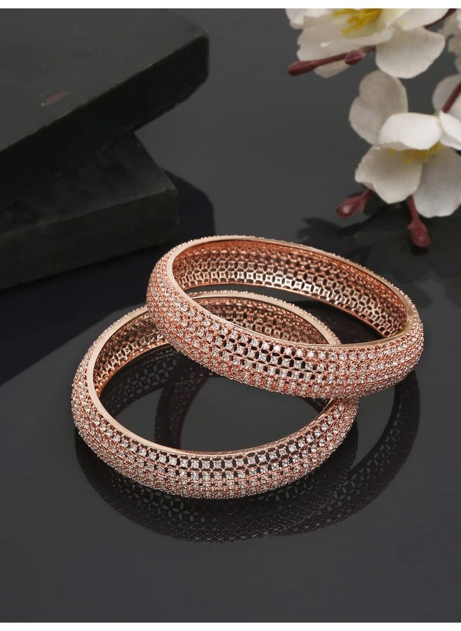 YouBella YouBella Jewellery Stylish Rose Gold Plated American Diamond Studded Bangles for Girls and Women (YBBN_91887) (Rose Gold) (2.8)  - Image 2