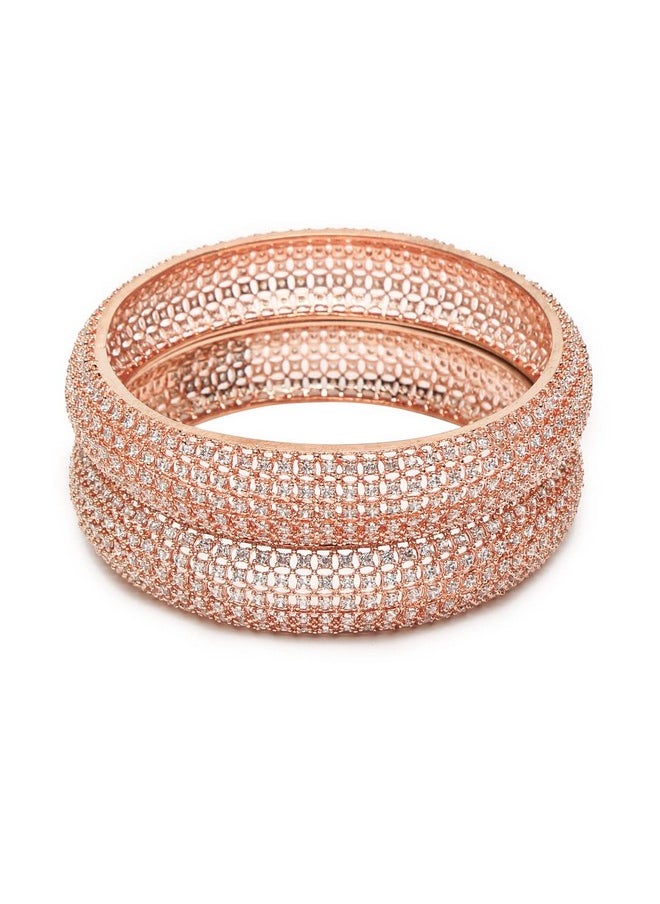 YouBella YouBella Jewellery Stylish Rose Gold Plated American Diamond Studded Bangles for Girls and Women (YBBN_91887) (Rose Gold) (2.8)  - Image 3