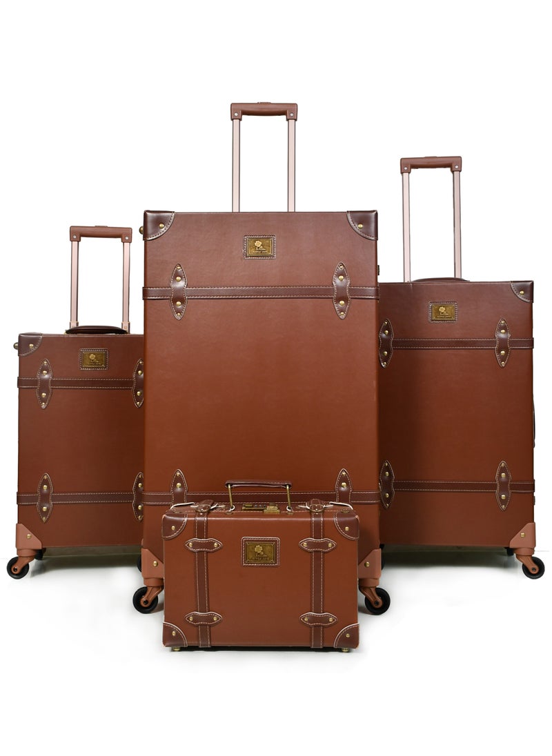 MORANO Classic MORANO  Leather Travel Bags 4 Pieces with Rotating Wheels and a Safety Lock  - Image 1