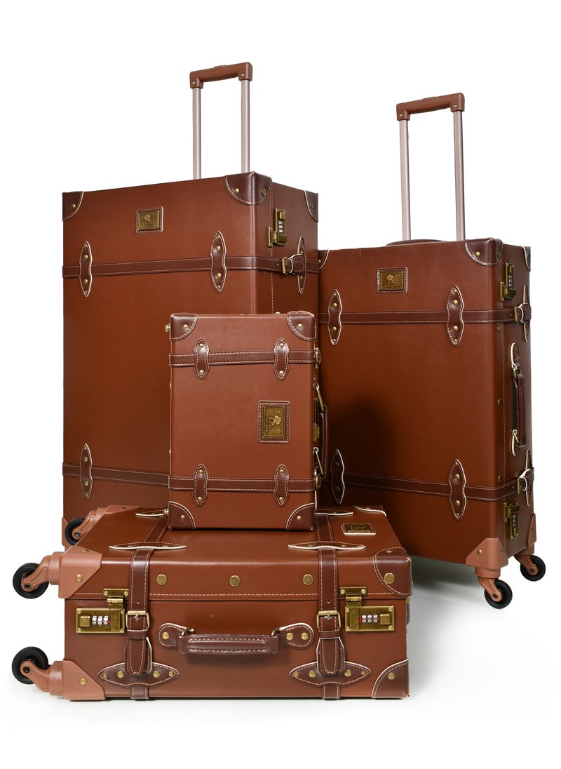 MORANO Classic MORANO  Leather Travel Bags 4 Pieces with Rotating Wheels and a Safety Lock  - Image 3