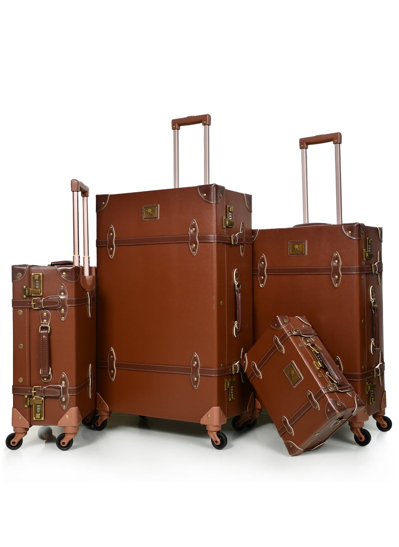 MORANO Classic MORANO  Leather Travel Bags 4 Pieces with Rotating Wheels and a Safety Lock  - Image 4