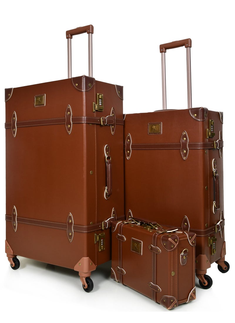 MORANO Classic MORANO  Leather Travel Bags 4 Pieces with Rotating Wheels and a Safety Lock  - Image 5