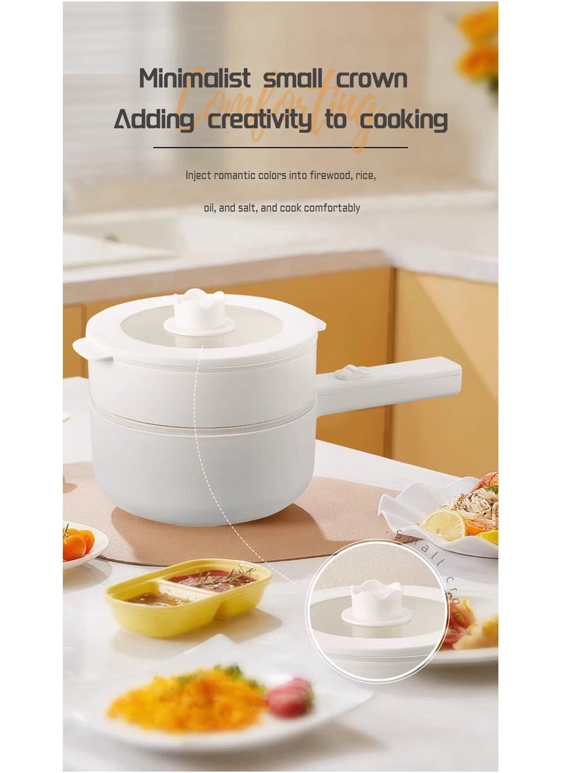 ET-LIFE Electric Hot Pot, 1.6L, with Steamer & 2 Temperature Control, Non-Stick  Electric Cooker, Rapid Noodles Cooker, Shabu Shabu, Skillet, Frying Pan, for Personal Ramen Boiling Steak Egg Oatmeal Soup  - Image 2