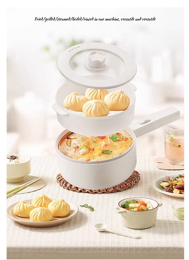 ET-LIFE Electric Hot Pot, 1.6L, with Steamer & 2 Temperature Control, Non-Stick  Electric Cooker, Rapid Noodles Cooker, Shabu Shabu, Skillet, Frying Pan, for Personal Ramen Boiling Steak Egg Oatmeal Soup  - Image 4