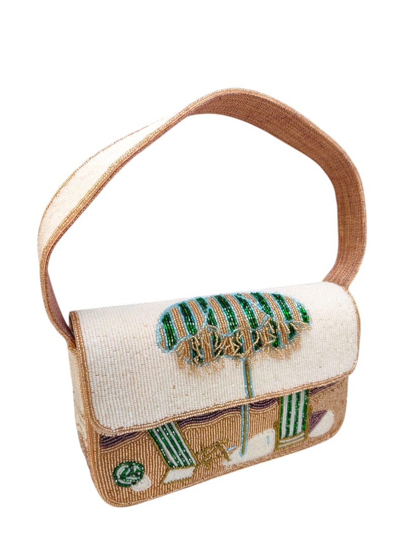 أركاد حقيبة كتف مطرزة يدوياً من أركاد – تصميم صيفي أنيق بمشهد الشاطئ للسيدات - Image 5