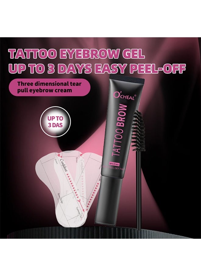 OCHEAL - Tattoo Brow - Peel Off Tint Waterproof Sweatproof 3 Days Long Lasting Peel Off Tattoo Brow Gel Peel Off Tint Eyebrow Gel with Mascara Brush and Three Eyebrow Shapes Eyebrow Glue Gray #01 - Image 1