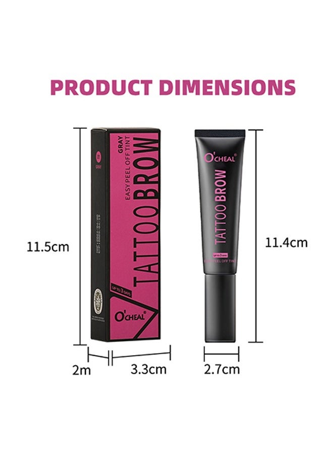 OCHEAL - Tattoo Brow - Peel Off Tint Waterproof Sweatproof 3 Days Long Lasting Peel Off Tattoo Brow Gel Peel Off Tint Eyebrow Gel with Mascara Brush and Three Eyebrow Shapes Eyebrow Glue Gray #01 - Image 1