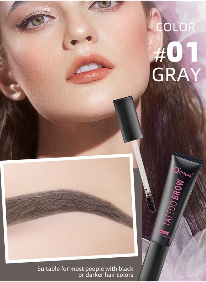 OCHEAL - Tattoo Brow - Peel Off Tint Waterproof Sweatproof 3 Days Long Lasting Peel Off Tattoo Brow Gel Peel Off Tint Eyebrow Gel with Mascara Brush and Three Eyebrow Shapes Eyebrow Glue Gray #01 - Image 1