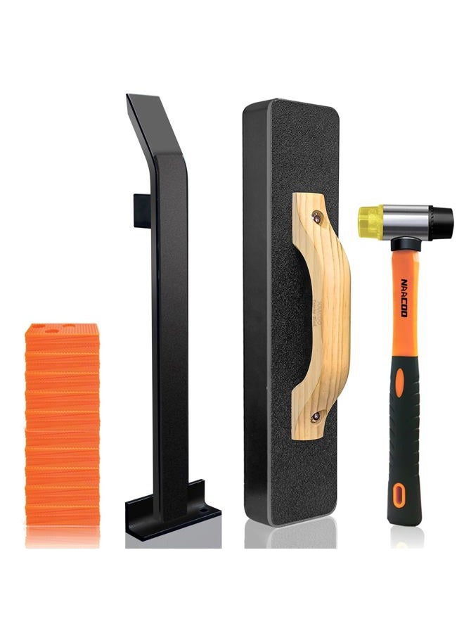 NAACOO Laminate Flooring Tools, Vinyl Flooring Tools, Tapping Block for Vinyl Plank Flooring, Knock 1-2 Times, Heavy Pull Bar, 40pc Flooring Spacers, Rubber Mallet | 4 in 1 Flooring Installation Kit - Image 1