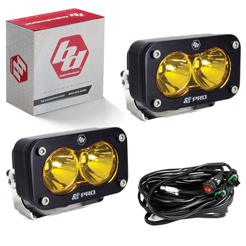 Baja Designs S2 Pro Black LED Auxiliary Light Pod Pair Spot Amber