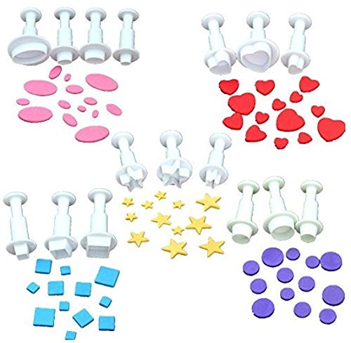 Cookie CuttersPlunger Cutter Cake Decorating Supplies Fondant Molds16 PcsHeartSquareOvalCircularStarWhiteDadam
