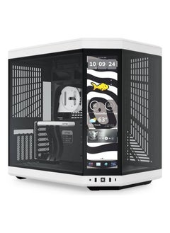 HYTE Y70 Touch Dual Chamber ATX Mid Tower Modern Aesthetic Case with Integrated 4K LCD Touchscreen - Black White