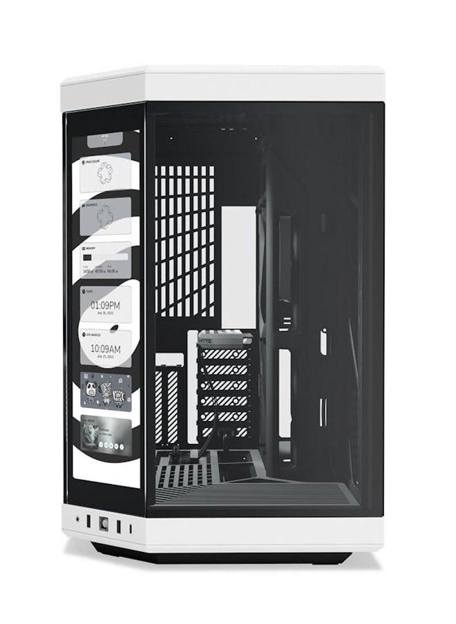 HYTE - HYTE Y70 Touch Dual Chamber ATX Mid Tower Modern Aesthetic Case with Integrated 4K LCD Touchscreen - Black White - Image 1