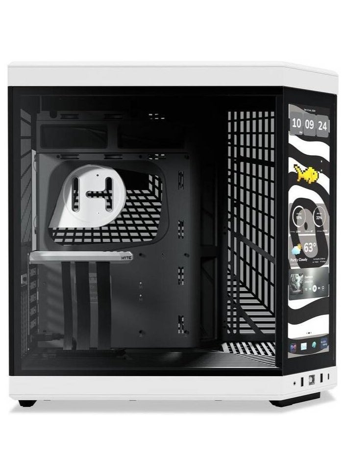 HYTE - HYTE Y70 Touch Dual Chamber ATX Mid Tower Modern Aesthetic Case with Integrated 4K LCD Touchscreen - Black White - Image 1