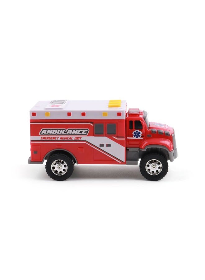 Mighty Fleet Toughest Minis 5" Tough Cab Ambulance Toy w/Lights & Sounds, Realistic Design & Batteries Included - Age 3+ - Image 1