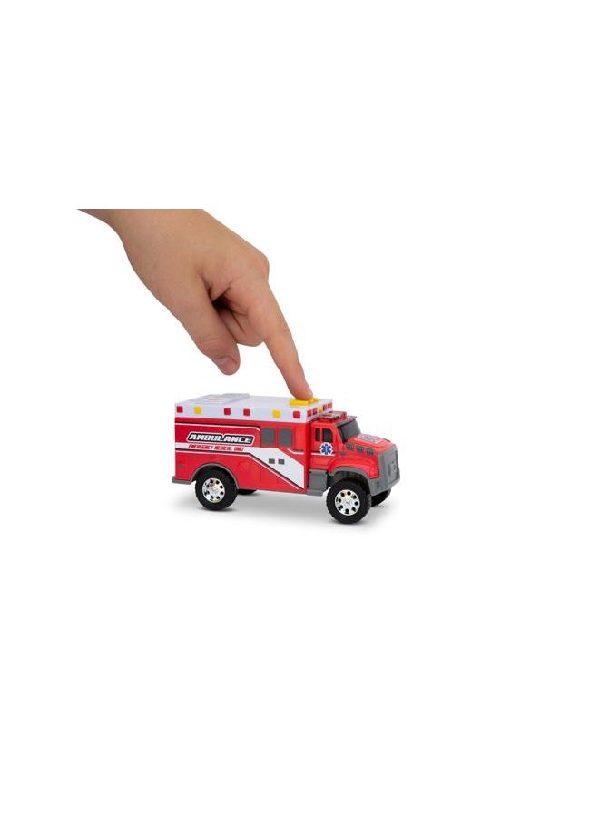 Mighty Fleet Toughest Minis 5" Tough Cab Ambulance Toy w/Lights & Sounds, Realistic Design & Batteries Included - Age 3+ - Image 3