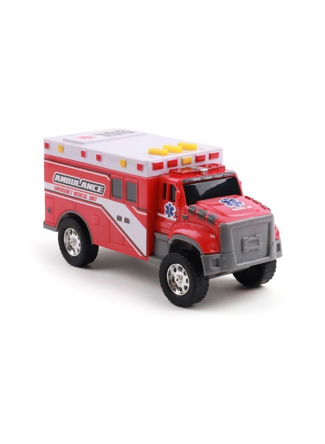 Mighty Fleet Toughest Minis 5" Tough Cab Ambulance Toy w/Lights & Sounds, Realistic Design & Batteries Included - Age 3+ - Image 4