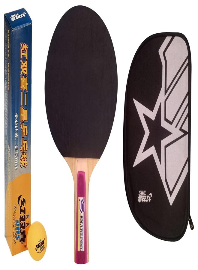 دي إتش أس كرة تنس الطاولة DHS 40 مم، نجمتان برتقاليتان (علبة من 6 قطع) 72 قطعة مع واقي شمس Smart PRO TT BAT وغطاء DHS BAT - Image 2