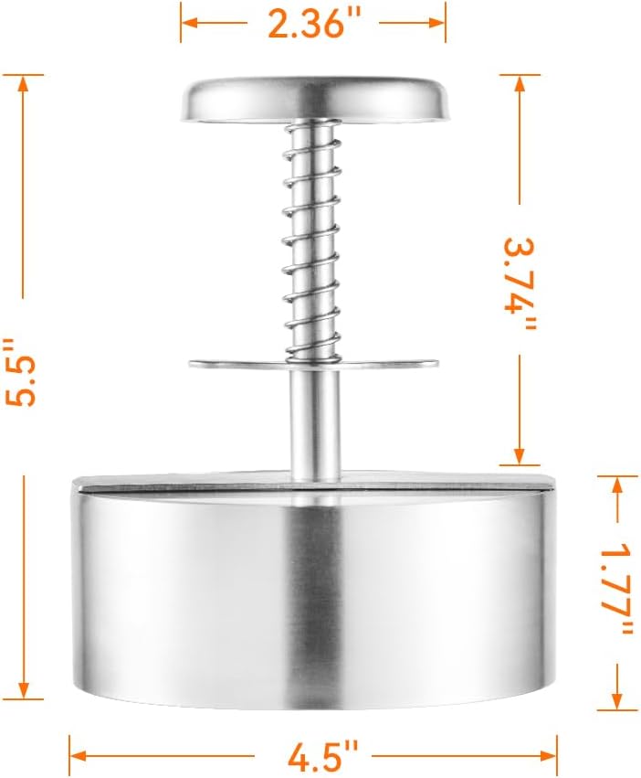 Brigii Burger Pressr, Adjustable Hamburger Press Patty Maker, Stainless Steel Patty Press for Stuffed Burgers, Sliders, Beef Burger, Non-Stick - Image 4