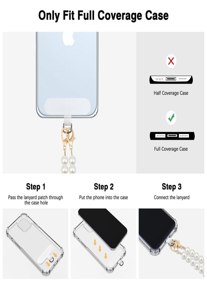 موكو حبل هاتف موكو العالمي، سلسلة هاتف خلوي مرصعة باللؤلؤ، حزام كروس بودي مضاد للسرقة وقابل للفصل حول الرقبة مع رقع لهاتف iPhone ومعظم الهواتف الذكية - أبيض - Image 5