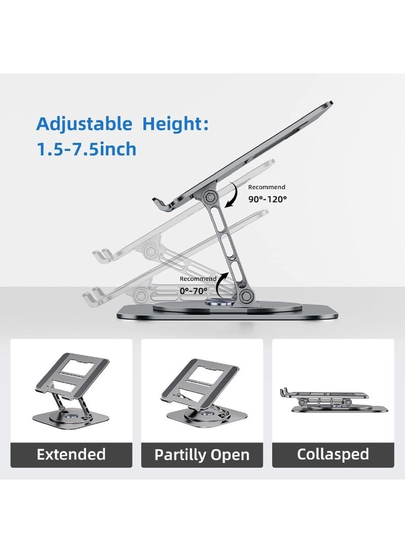 Bukela Laptop Stand Adjustable Computer Stand Ergonomic Laptop Riser with 360° Rotating Base Notebook Stand Compatible with All 10-17” Laptops - Image 3