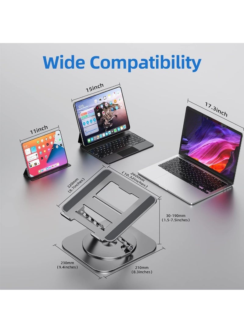 Bukela Laptop Stand Adjustable Computer Stand Ergonomic Laptop Riser with 360° Rotating Base Notebook Stand Compatible with All 10-17” Laptops - Image 4