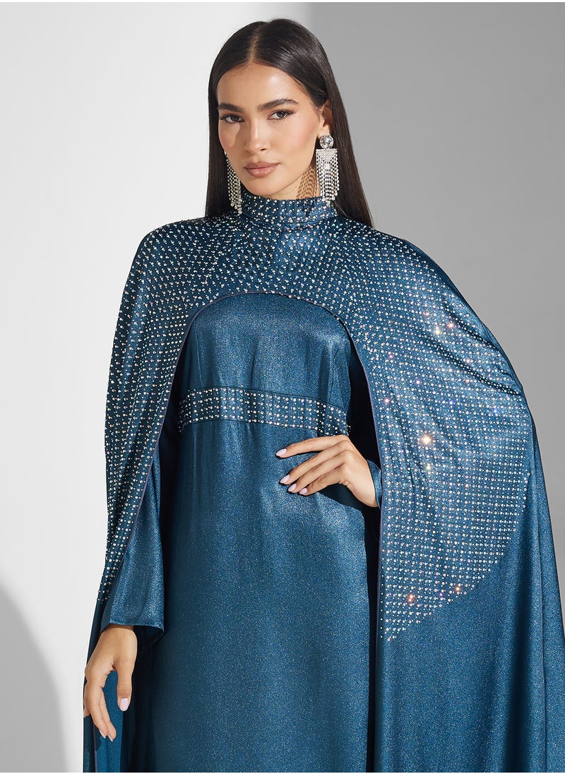 hayas closet Cape Sleeve Belted Dress  - Image 3