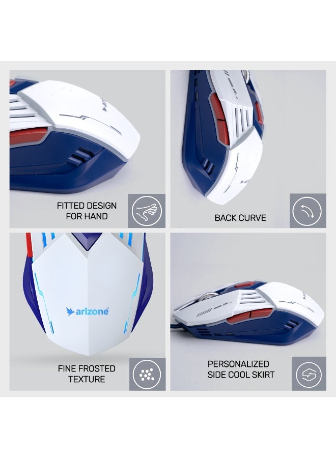 arizone WM-10 High-Performance Wired RGB Gaming Mouse – 6-Button Ergonomic Optical Mouse with Side Navigation and Adjustable DPI Multi Color - Image 4