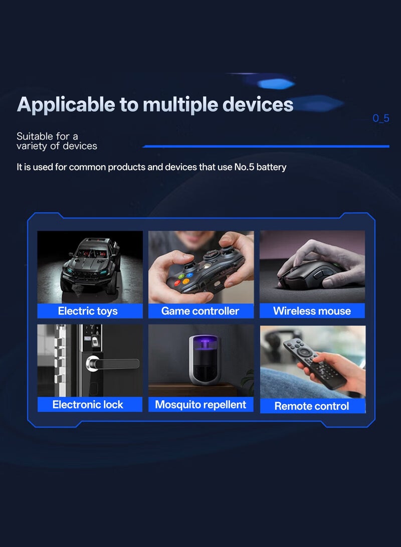 Delipow بطارية قابلة للشحن AA، بطارية ليثيوم رقم 5، 4070 مللي واط ساعة، سعة كبيرة 1.5 فولت جهد ثابت، مع كابل شحن سريع من نوع C، مناسبة لمراقبات ضغط الدم، الأقفال الإلكترونية، الفأرة، أجهزة تحكم الألعاب، وغيرها. - Image 2