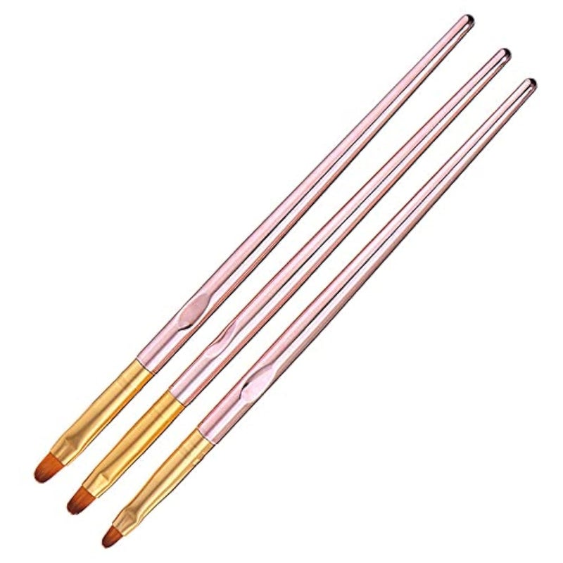 FULINJOY 3 Pcs Rose Gold Round Nail Art Brush Set Nail Painting Brush Manicure Tool UV Gel 3D Nail Brush Pens7mm8mm9mm