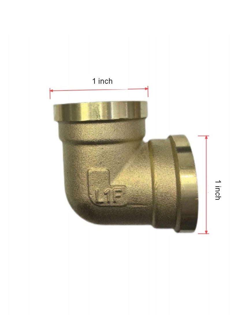 GA  2 Pcs set,  Brass Female Elbow 1 inch Brass Plumbing Fittings Set, High-Purity Copper Alloy, BSPT Thread Standard, - Image 2