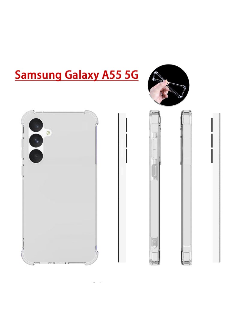 jiede Samsung Galaxy A55 Case, Designed for Galaxy A55 5G Case, Slim Flexible TPU Airbag Bumper Shock Absorption Rubber Soft Silicone Case Cover Fit for Samsung Galaxy A55 (Clear)  - Image 1