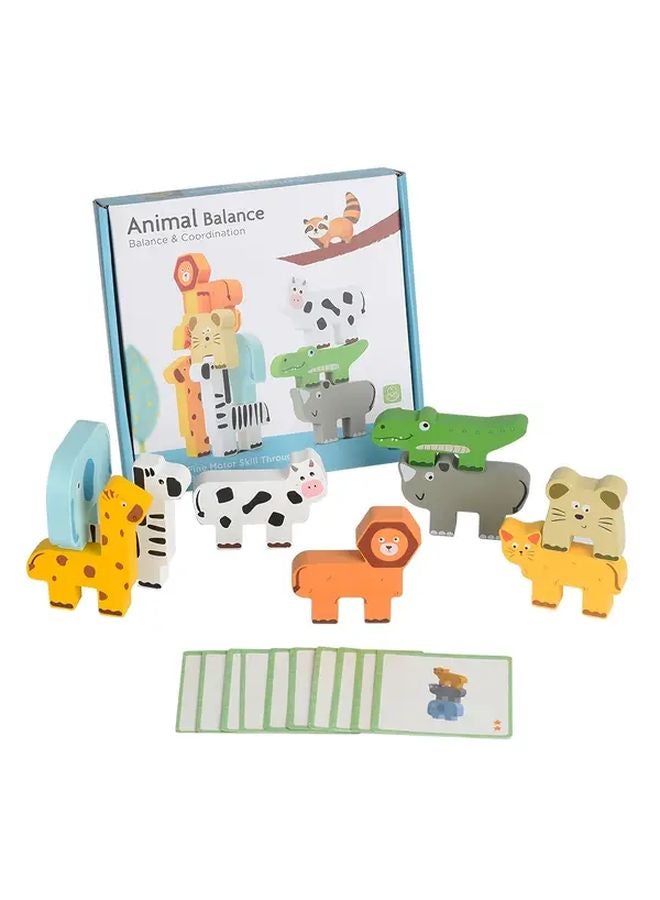 Animal Stacking Blocks Wooden Balance Building Game With Challenge Cards For Kids - Image 1