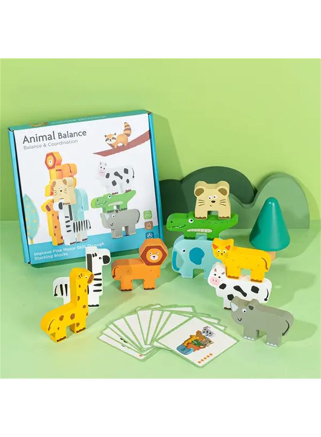 Animal Stacking Blocks Wooden Balance Building Game With Challenge Cards For Kids - Image 4
