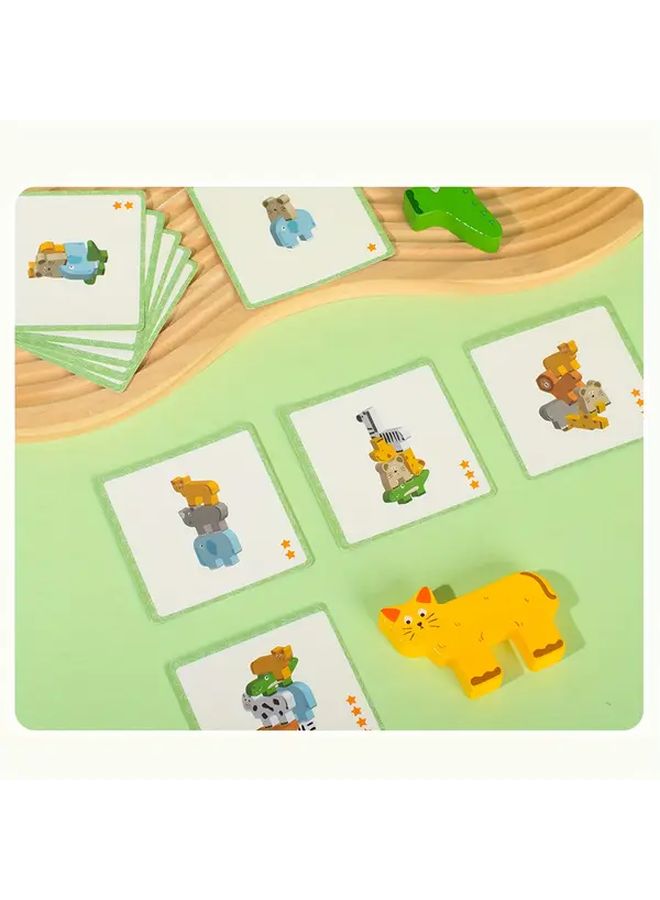 Animal Stacking Blocks Wooden Balance Building Game With Challenge Cards For Kids - Image 5