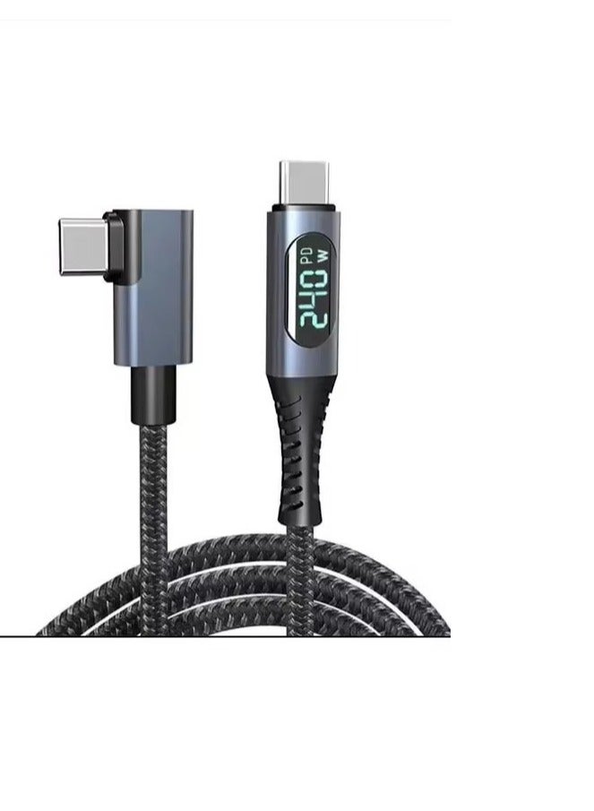 Captaintech USB 4 Cable (40Gbps, 8K@60Hz) – Type C to Type C with LED Display, 90° Angled Connector for Laptop/Tablet/PC/Hub  - Image 1