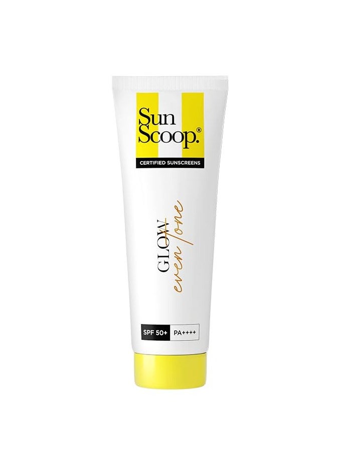 SunScoop - Glow Even Tone Sunscreen SPF 50 PA++++ | Tinted Foundation-Like Finish | Zinc Oxide & Licorice Extract for Pigmentation | Broad Spectrum, Non Comedogenic & No White Cast | For Women & Men 6gm - Image 1