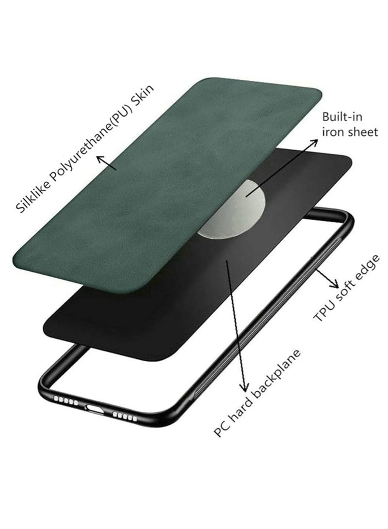 WRISTWISE Case Cover for Honor 400 Lite, Silklike Case - Magnetic Holder Built-in Metal Plate Cover Bumper - Green - Image 3