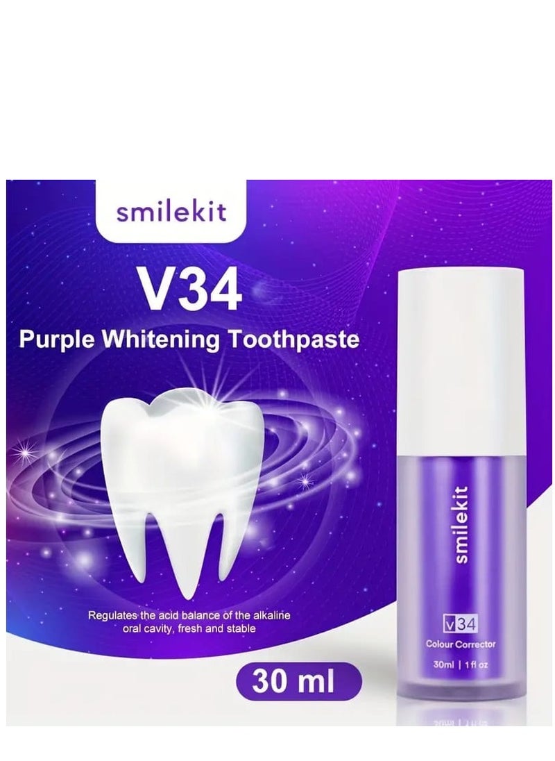SMILEKIT v34 Colour Corrector, Purple Teeth Whitening, Tooth Stain Removal, Teeth Whitening Booster, Purple Toothpaste, Colour Correcting,  - Image 5
