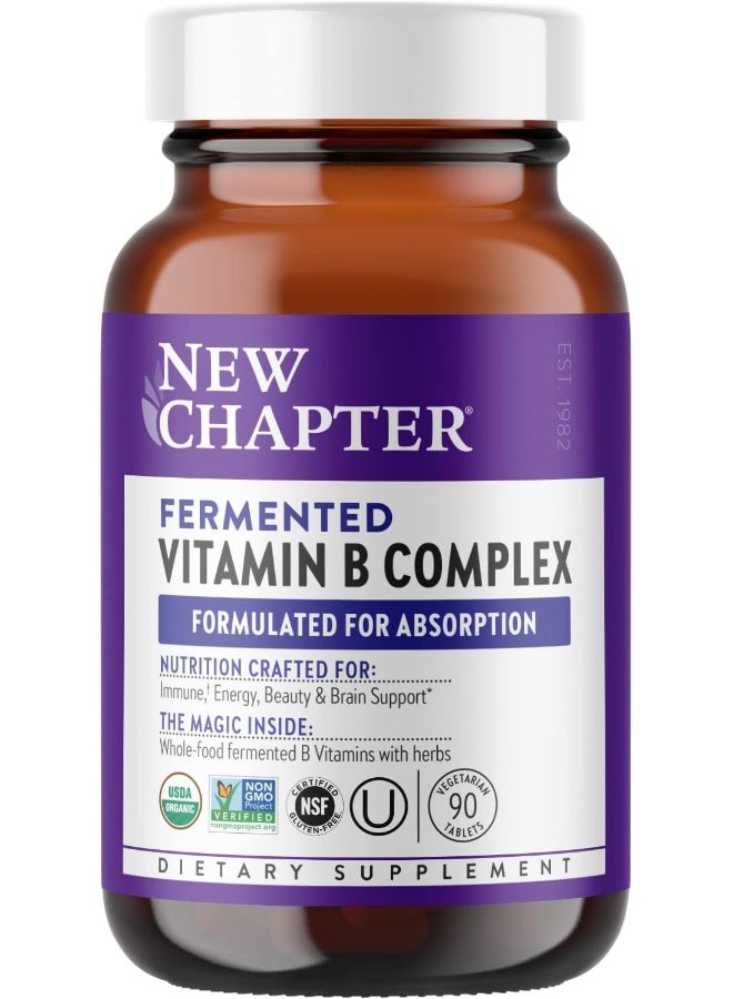 New Chapter Vitamin B Complex, Fermented Vitamin B Complex, Organic, One Daily With Whole-Food Herbs + Adaptogenic Maca For Natural Energy + Beauty, 100% Vegan, Gluten-Free - 90 Count - Image 1