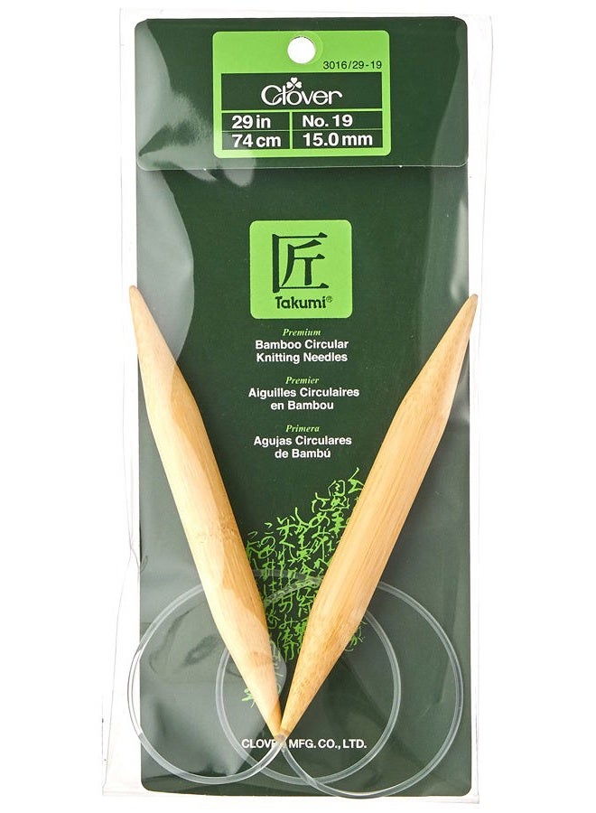 Clover Bamboo Circular Knitting Needles 29in/ No. 19, 29" - Image 1
