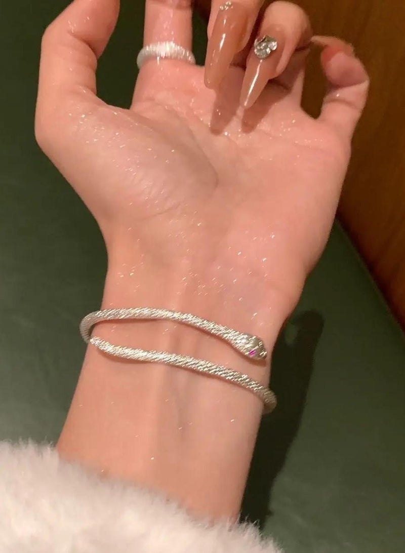 سيمهو سوار كلاسيكي مفتوح على شكل ثعبان، سوار نسائي بتصميم جديد، فاخر خفيف، تصميم فريد، جودة عالية وأناقة - Image 3