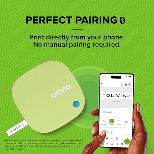 DYMO LetraTag 200B Bluetooth Label Maker | Compact Label Printer | Connects Through Bluetooth Wireless Technology to iOS and Android | Includes 1 White Paper Label Tape | Pistachio Yellow - Image 4