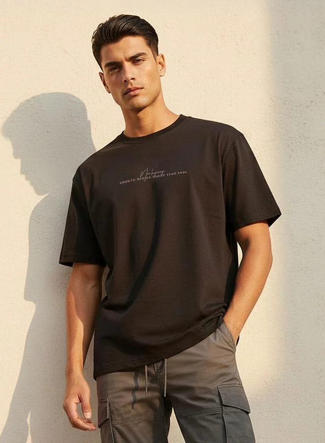 Iconic Iconic Men Regular Fit Crew Neck Short Sleeves Slogan Print T-shirt