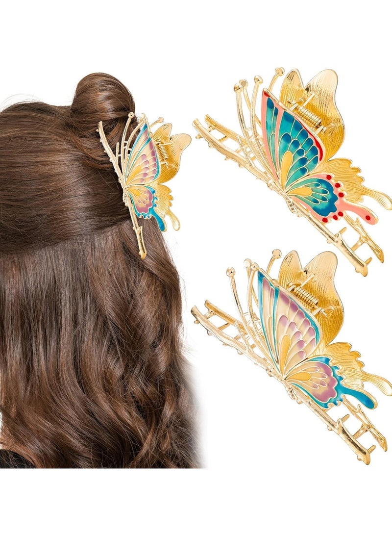 general 2 Piece Butterfly Design Hair Clips, Sparkling Butterfly Hair Clips Under Clip Non-Slip Metal Hair Clips Powerful Fixing Hair Clips Clips Elegant Clips for Women Girls Coarse and Thinning Hair - Image 1