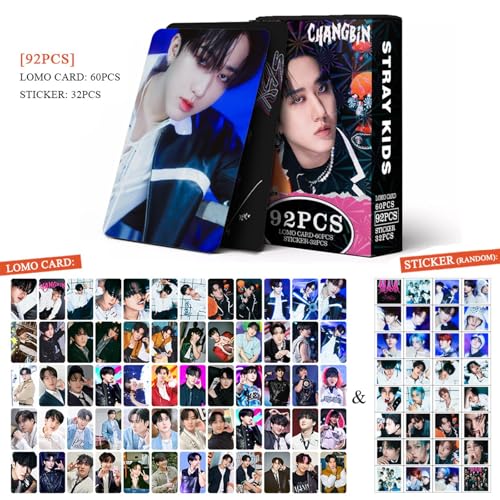 KPOPBP Stray Kids Photocards 60 PCS SKZ Rock Star Album Photo Cards with 32 PCS Stickers Kpop Gift Lomo Cards Merch for SKZ Boys and Girls (CHANGBIN) - Image 2