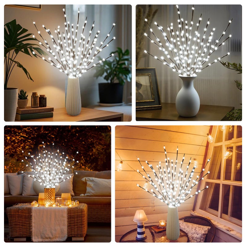 DK177 2 Pack Led Branch Light Battery Operated Lighted Branch Vase Filler Willow Tree Artificial Little Twig Power Brown 30 Inch 20 LED for Home Outdoor Indoor Romantic Decoration, White Light - Image 3